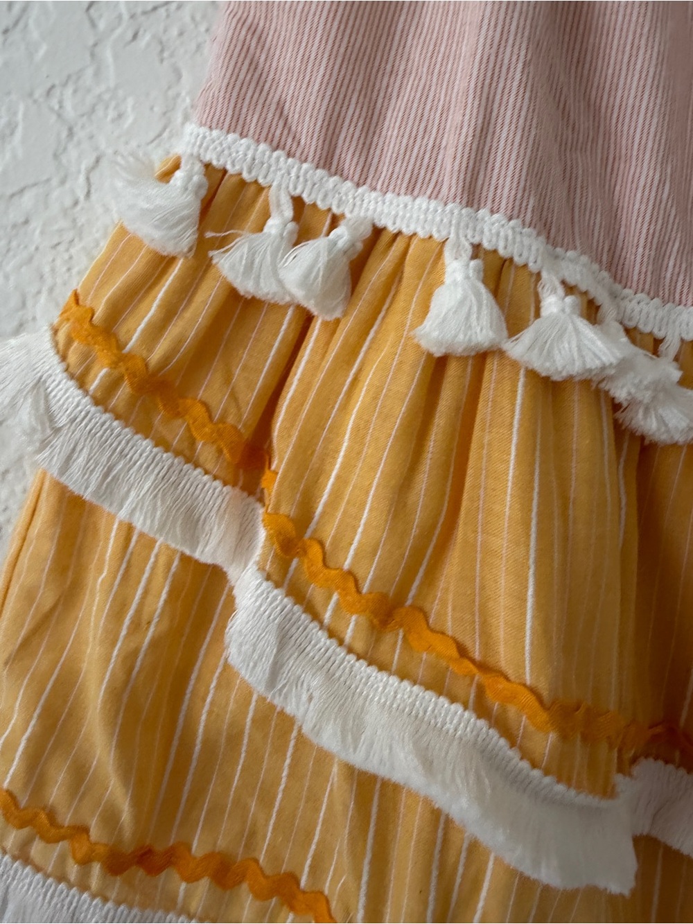 NWT English Factory/Anthropologie Pink/Yellow Tassel Mini Skirt- S- MSRP $75 - Picture 3 of 15